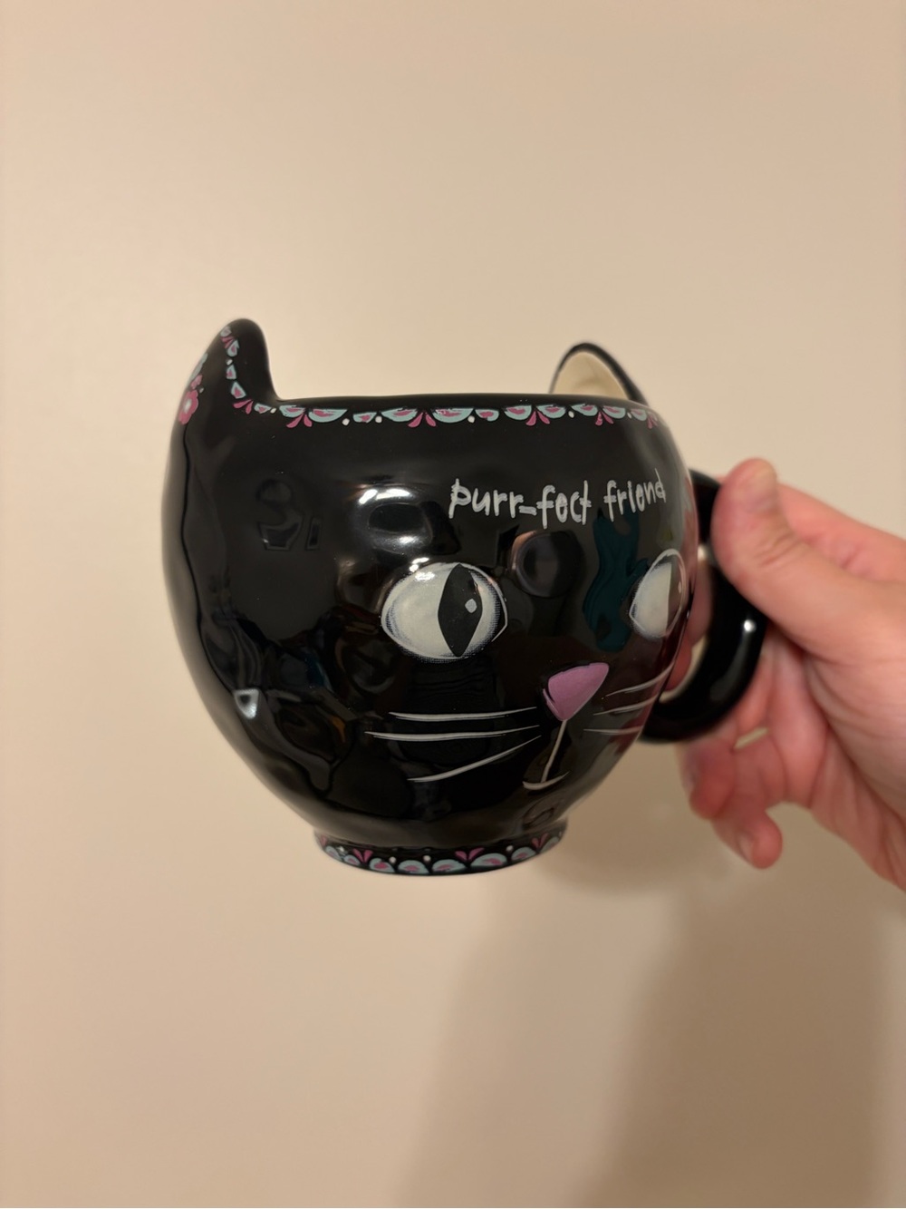 Natural Life | Black 'Purr-fect Friend' Cat Mug - Cute Cat Face Design - Picture 2 of 8